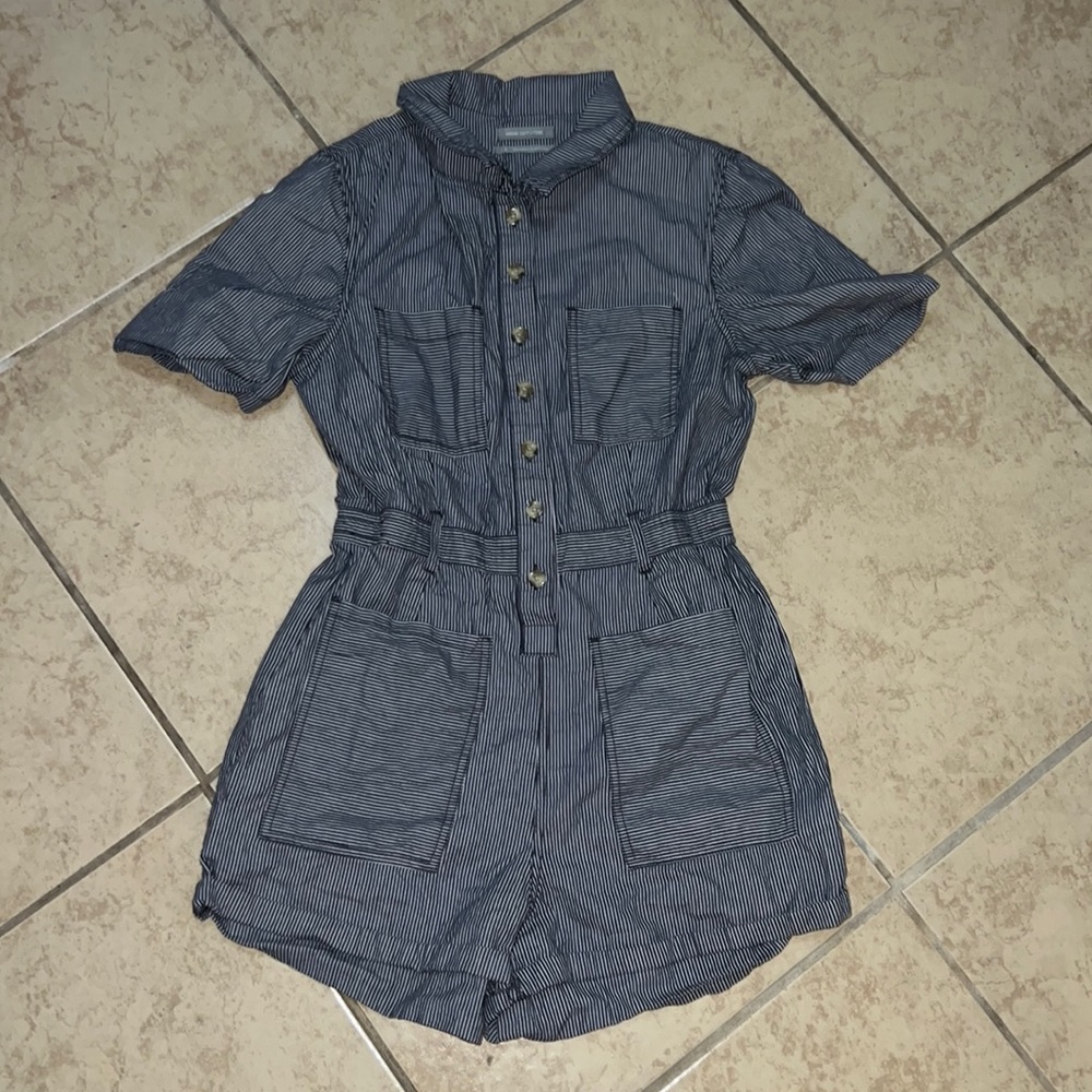 Urban Outfitters Striped Large Blue Women's Romper w/ Pockets